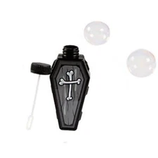 Halloween Molded Plastic Coffin Bubble Bottle Lot of 2 - FREE U.S. Ship