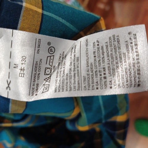 Gap Kids Boys Long Sleeve Shirt M Plaid Blue Yellow 100% Cotton Casual - Picture 6 of 6