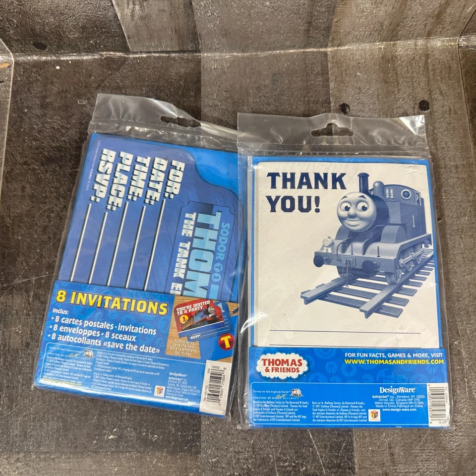 8 Thomas the Tank Train Engine Invitations & Thank You Cards - Birthday Party - Image 4 of 4