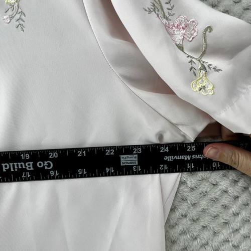 Laura Scott Woman Embroidered Button Down Top Floral Details Blouse Pale Pink22W - Picture 7 of 10