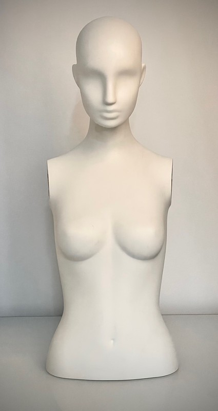 Hans Boodt Adult Female Mannequin Torso and Head Matte White Fiberglass 31" High