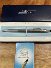 Vintage Cross Pen Chrome 3502 Ballpoint Pen Complete Box Estate Find