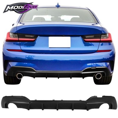 Fits 19-22 BMW 3 Series G20 IKON Style Rear Diffuser Bumper Lip PP Matte Black