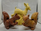 3pc Niloak Pottery Figural Vases Feat. Deer & Squirrel