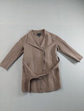 Banana Republic Women Wrap Coat S Brown Double Faced Jacket Warm Wool Blend