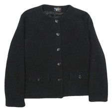 TAMMY WEIJL Womens Black Wool Blend Button Jacket M Plain Classic Style