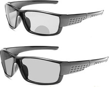 Transition Photochromic Bifocal Reading Glasses Men Safety Sports Square Sunglas