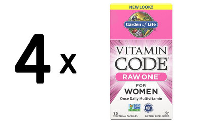 4 x Garden of Life Vitamin Code RAW ONE - for Women - 75 caps (87,61 EUR/kg)