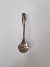  Vintage Shell Pattern Silver Plate  Salt / Mustard Spoon 7cm Long