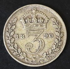 GREAT BRITAIN 3 Pence 1890 - Silver 0.925 - Victoria - 2189