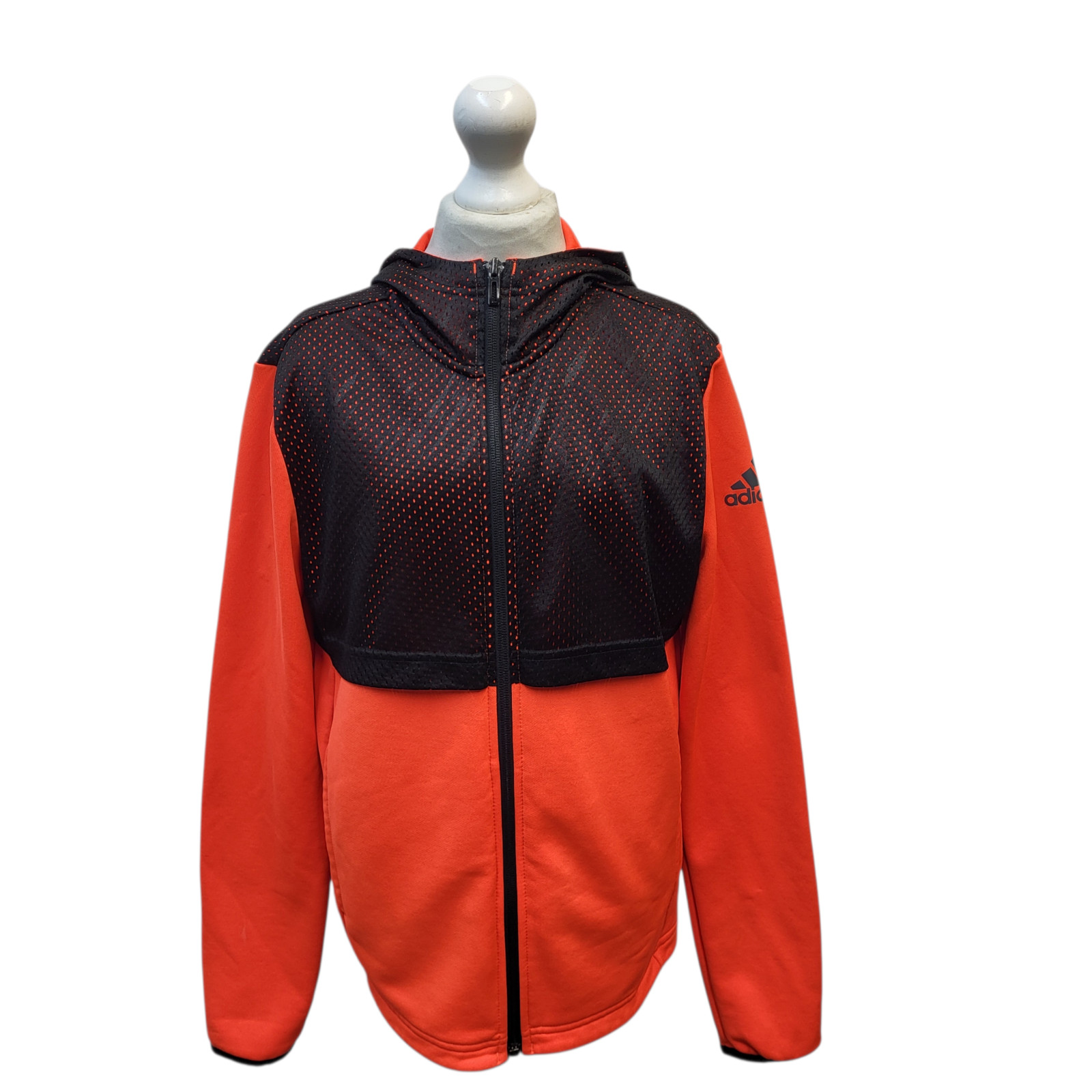 Adidas Orange Black Hooded Tracksuit Top UK Boys Age 13-14 Years M752