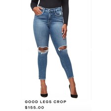 Good American Good Legs Crop Jeans Blue Distressed Skinny Size 22 NWT 231