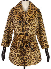 Vintage 1960s Faux Leopard Coat Union Made Belted