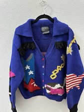 Vintage Berek By Marta Sweater Cardigan USA Cowboy Rodeo Horse Luxury