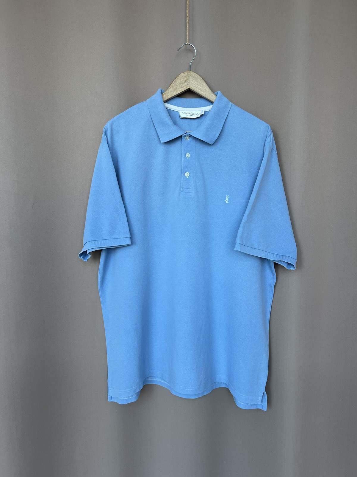 Polo uomo Yves Saint Laurent blu chiaro taglia XL XXL YSL manica corta