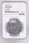 Certified 1922-D Peace Dollar NGC AU details Silver $1