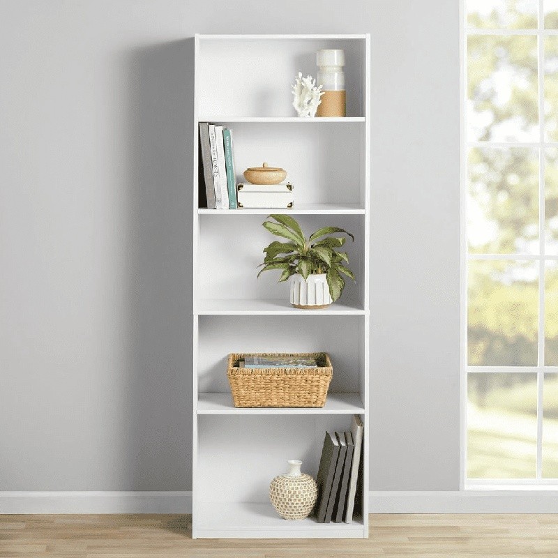 5-Shelf Bookcase Adjustable Shelves Sturdy Storage Unit Home