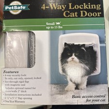 PetSafe 4 Way Security Locking Cat Flap Tunnel Door SMALL 1-15 Lb