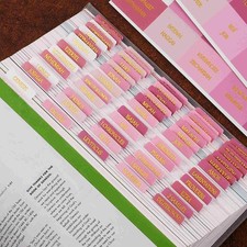 Laminated Bible Tabs, Reposition Large Print Stickers, Large, Gold Foil Pink