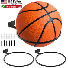 Metal Basketball Soccer Holder Wall Mount Universal Ball Display Rack Black USA