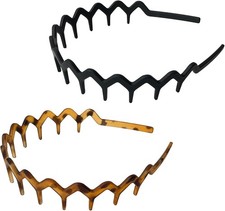 Zig Zag Headbands for Women Men, 2 Pack Non Slip Wavy Comb Headband for