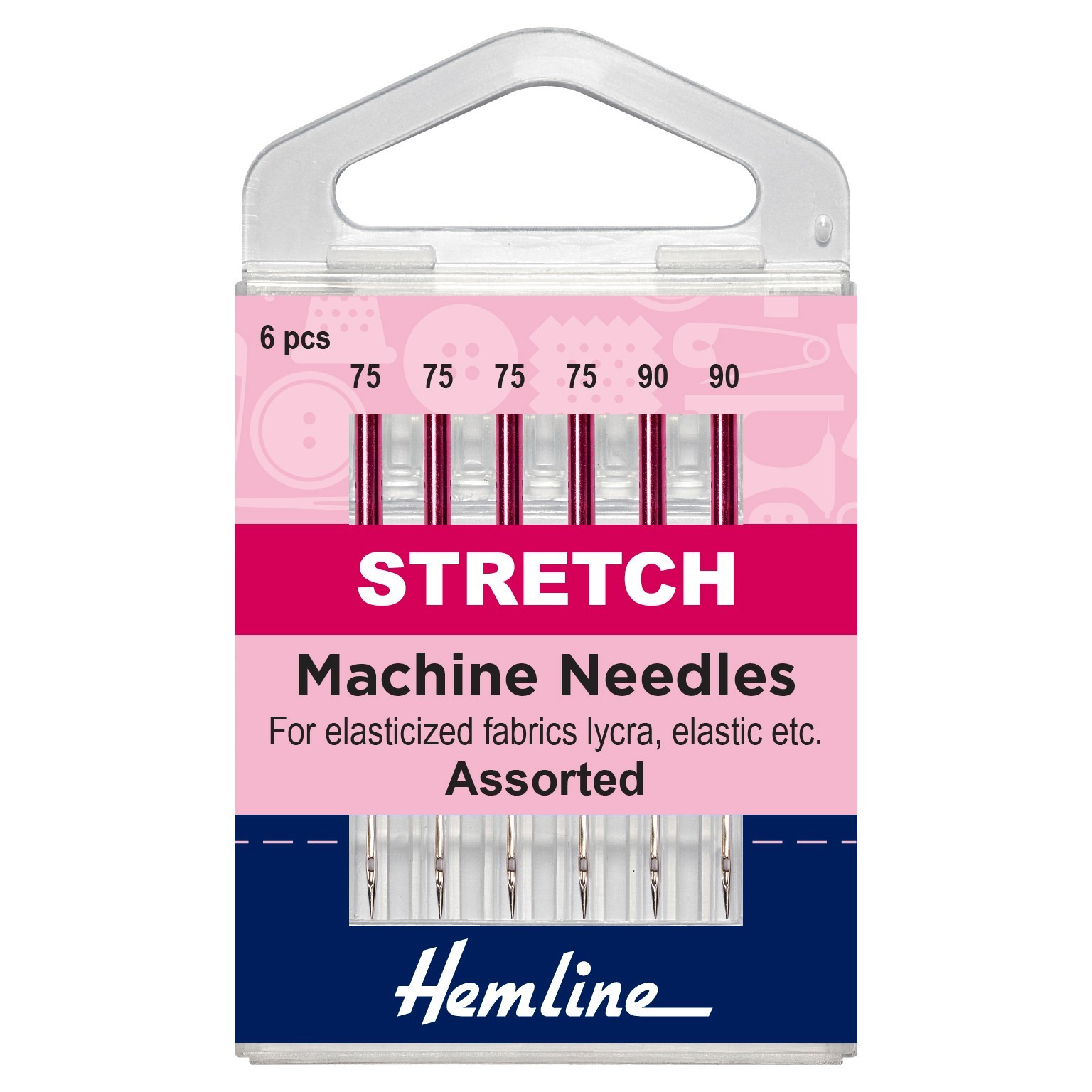 Hemline Sewing Machine Needles - Stretch Assorted - 3 x 75 & 3 x 90
