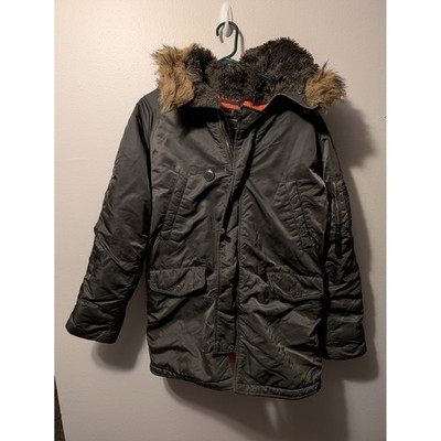 Alpha Industries N-3B Parka Mens Medium Sage Green Flight Nylon Hooded Jacket