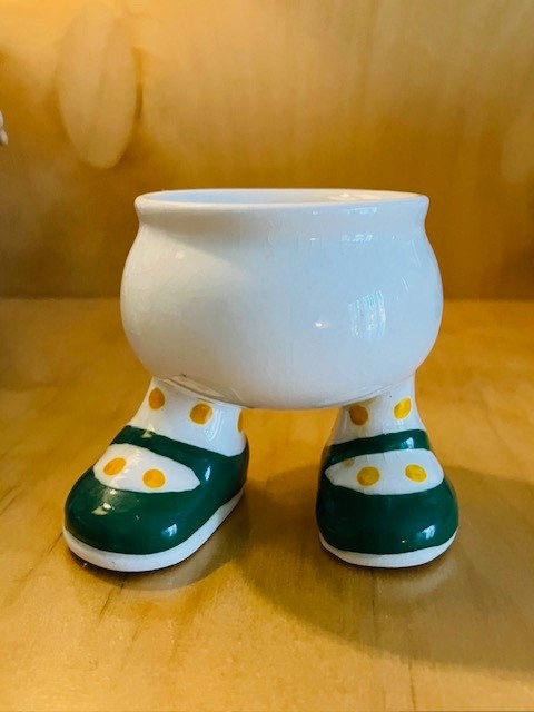 Carltonware Lustre Egg Cup Legs Green Shoes spot socks Carlton Ware England