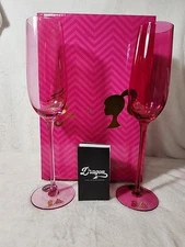 Collection-Barbie x Dragon Glassware Champagne Flutes Pink And Magenta Set Of 2