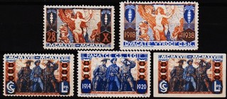 5 Poster Stamps 1938 Anniv. of Czechoslovakia Commemoration of the Legions/0713