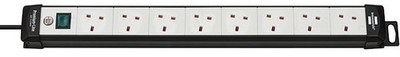 BRENNENSTUHL - Premium-Line 8 Way Switched Extension Lead, 3m Black / Grey
