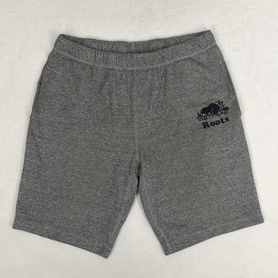 Roots Men's Sweat Lounge Shorts Gray Med Elastic Waist Drawstring Pockets