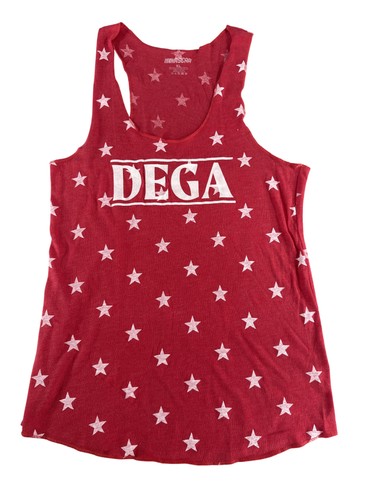 NASCAR Dega Shirt Womens XL Red Star Pattern Racerback Tank Top Graphic Tee