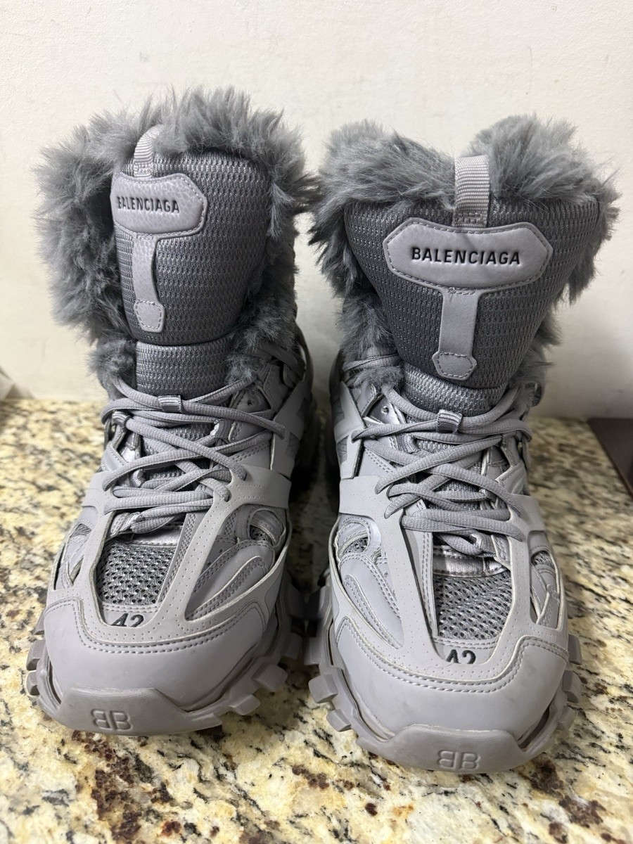 Balenciagaハイテクシューズ 42 グレー/ブルーArchive Balenciaga Track Hike Boots Faux Fur Grey 42EU Used OG US Size 9