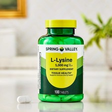 Spring Valley L-Lysine 1000 mg Tablets, 100 Count   Supports Immune Health