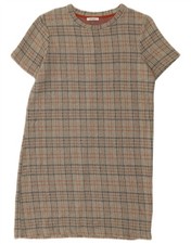 ZARA Womens Trafaluc Tent Dress UK 14 Large Beige Check HB10
