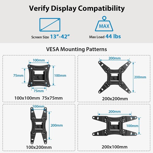 Pipishell Full Motion TV Monitor Wall Mount Bracket Swivel Tilt Extension Rotati - Picture 4 of 6