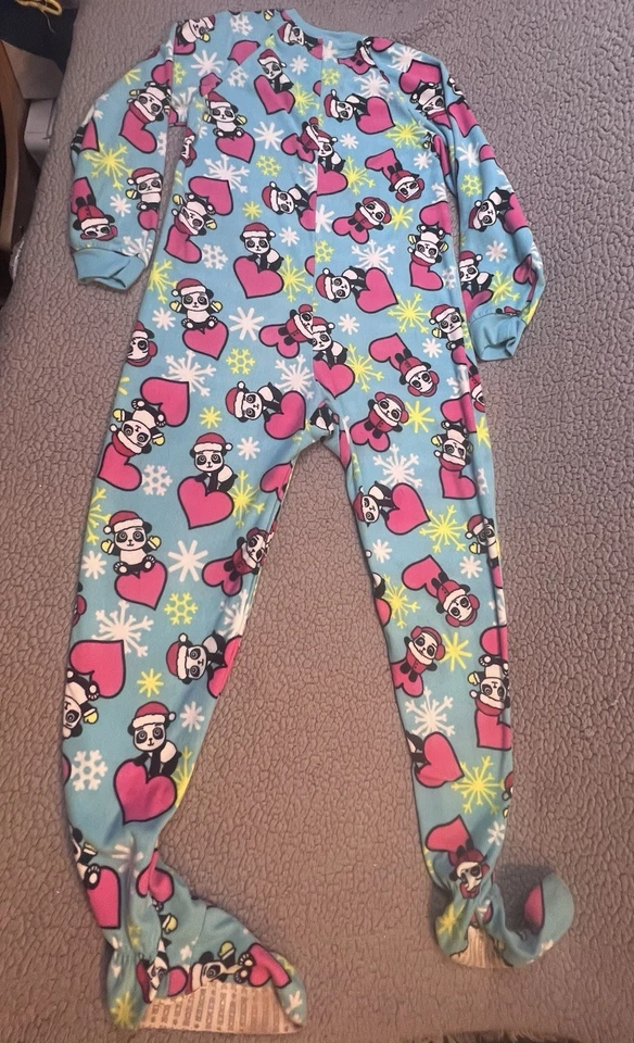Joe Boxer Una Pieza Cremallera Pies Dormir Niñas Talla Grande Azul Y Rosa Pandas Foto 3 de 4