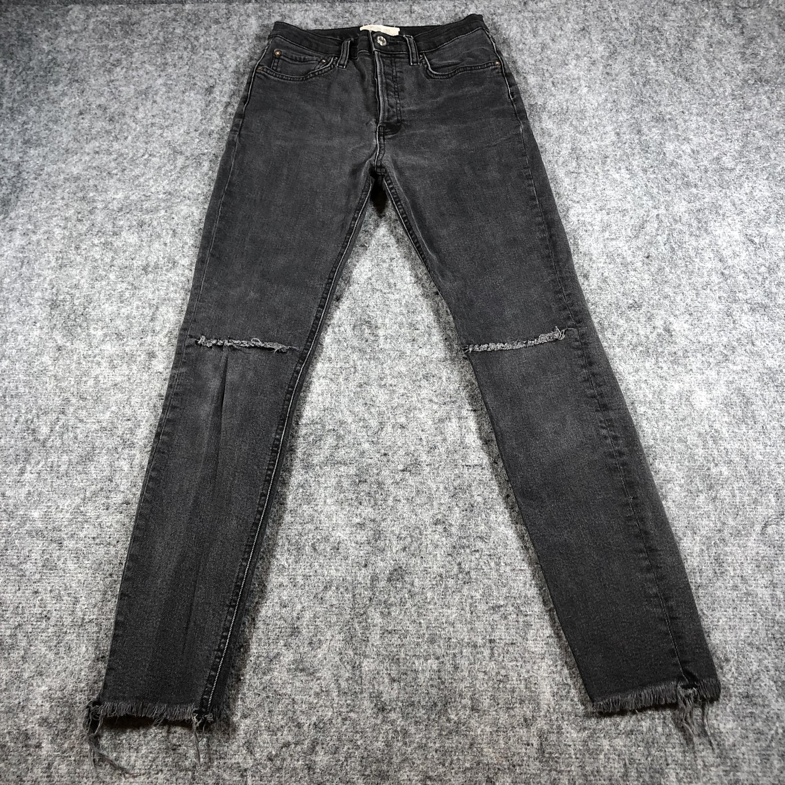 Free People We The Free Jeans Womens 27 High-Rise Skinny Distressed Raw Hem