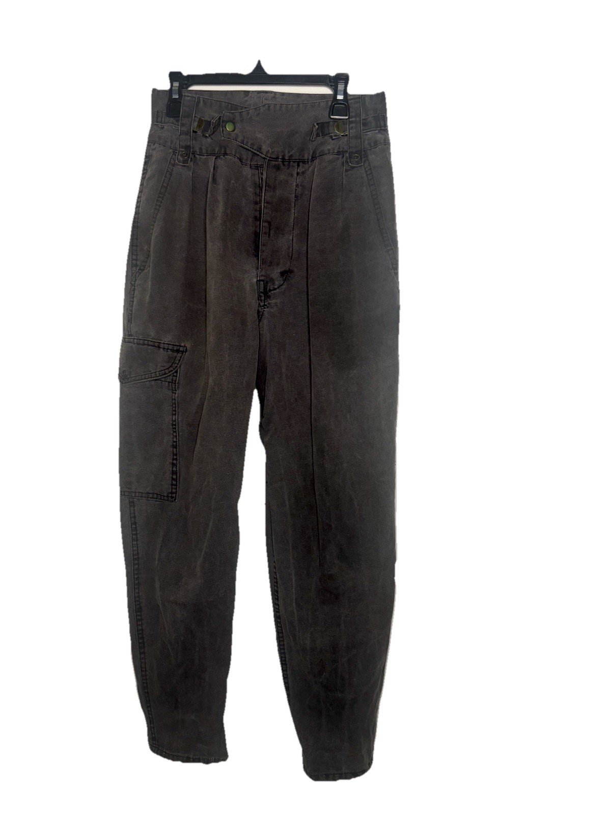 Vintage 80s Jr’s Washed Cotton Canvas Boho Cargo High Rise Pleated Pants 2/4/26