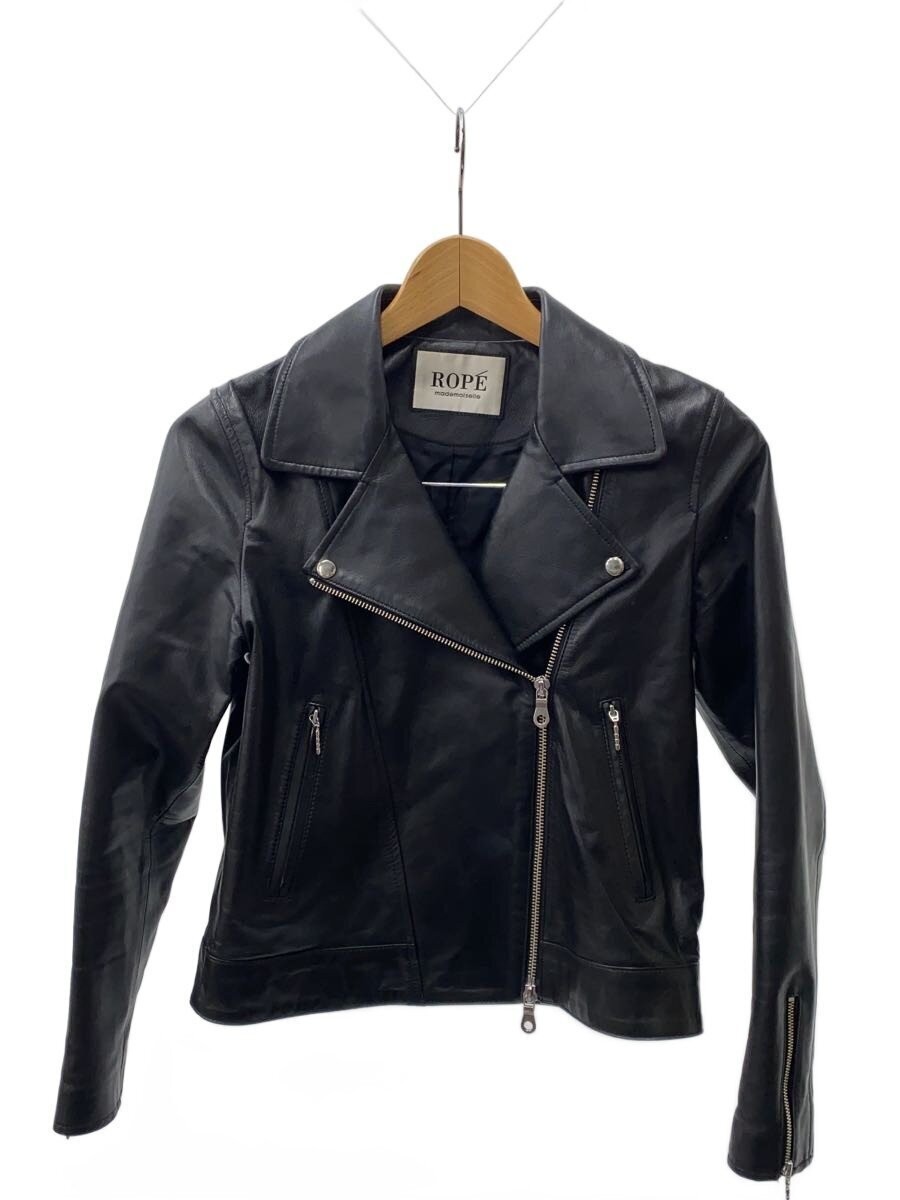 Rope Double Riders Jacket/36/Sheep Leather/Blk/Plain/Gwl-49000 3473
