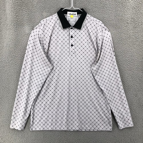 Coolibar Langarm Polo Golf Shirt UPF 50+ Herren Medium Geometrisch Grau 10458