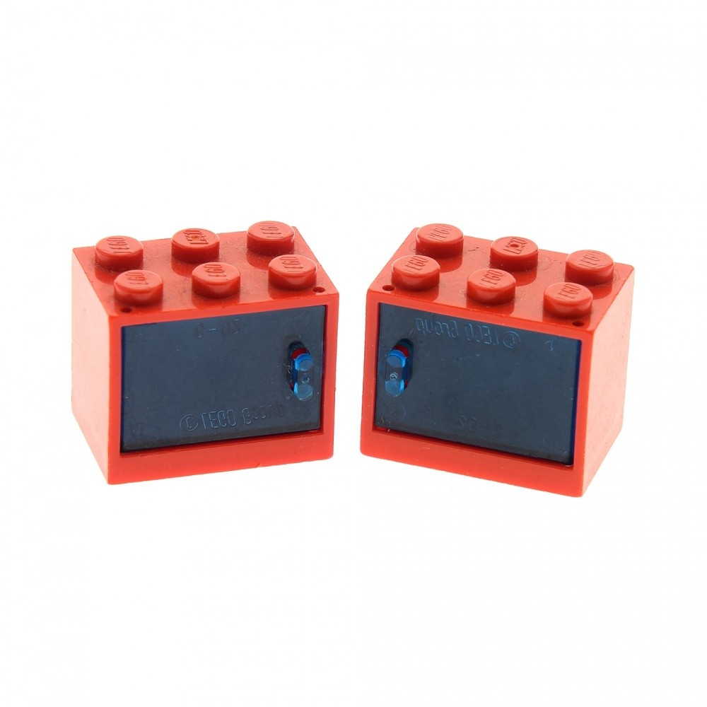 2x Lego Cabinet Housing 2x3x2 Red Door Transparent Dark Blue Box 4533 4532a