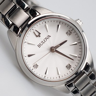 Women's Bulova Sutton 96P219 Diamond White Dial Stainless Steel Quartz Watch