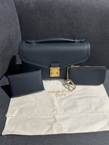 DUYP Navy Togo Leather Crossbody Bag le Petit Paris 15