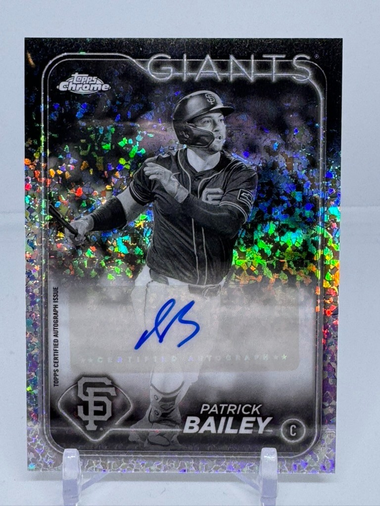 Patrick Bailey 2024 Topps Chrome Auto Black White Mini Diamond Giants Guardians