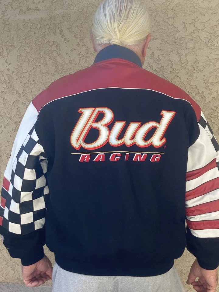 Chaqueta de Cuero Dale Earnhardt Jr. Winston Cup Bud Racing Reversible Talla XL Foto 3 de 4