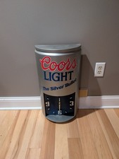 Vintage Coors Light Beer Can Silver Bullet Clock Sign Read