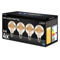 4Er Set Led E27 6W Masterled G80 Filament 650Lm Amber 2700K 3-Step Dimmbar