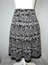 100 Silk Beaded A-Line Floral Black/Cream Skirt Women  s 4